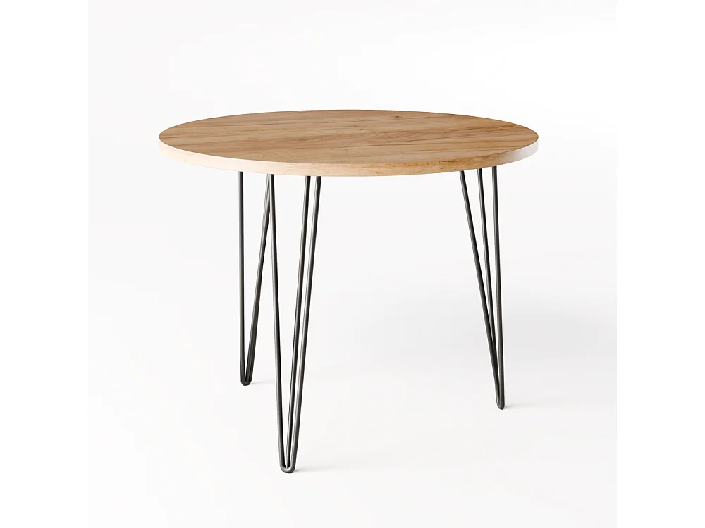 Table ronde MIKA Ø90 cm pour cuisine, salon, salle à manger Chêne Craft