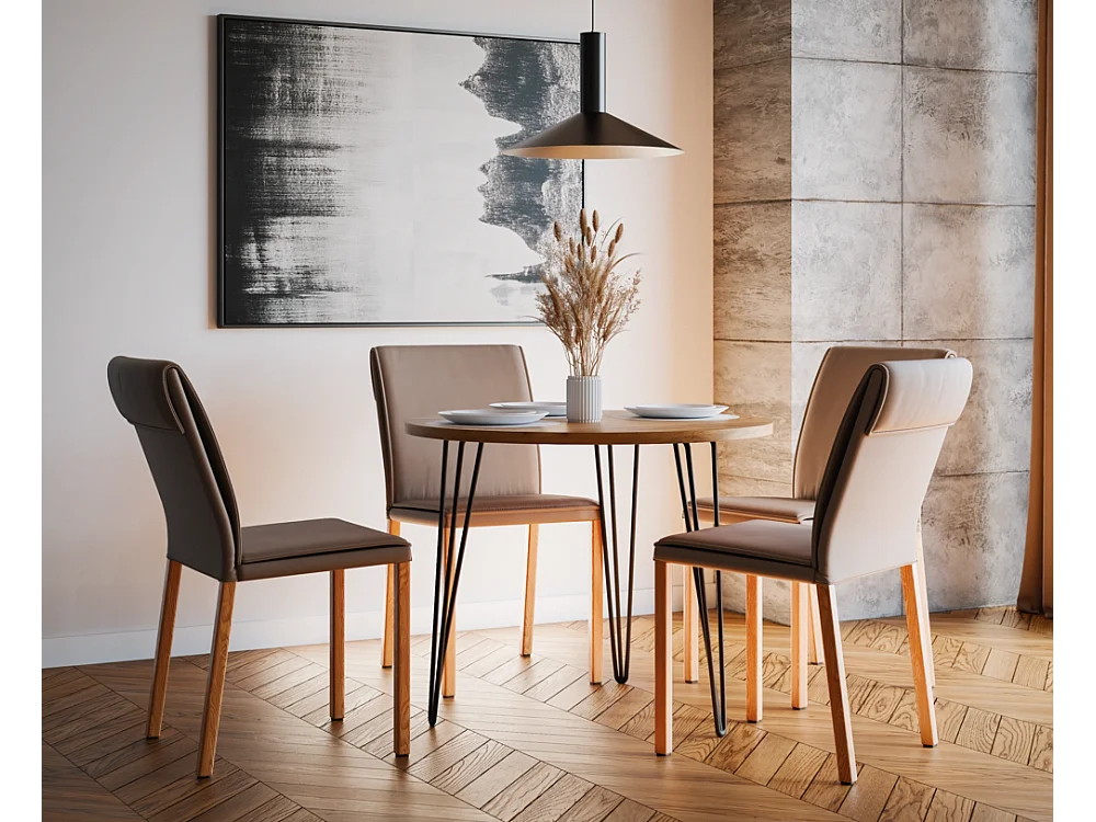 Mesa redonda MIKA Ø90 cm para cozinha, sala de estar, sala de jantar Carvalho Craft