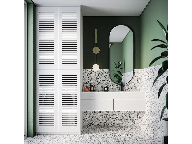 Porte ajourée en MDF laqué blanc 194,2 x 49,5 cm pour Ikea PAX