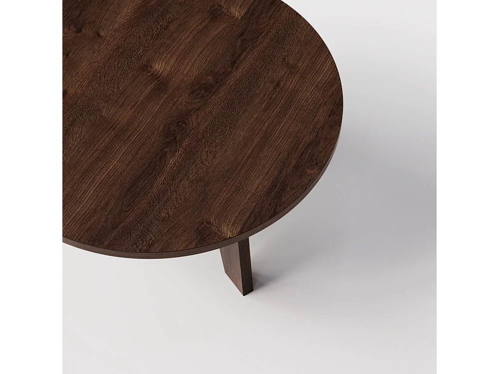 Tavolino da caffè rotondo ELLA Ø90 cm Rovere Cioccolato