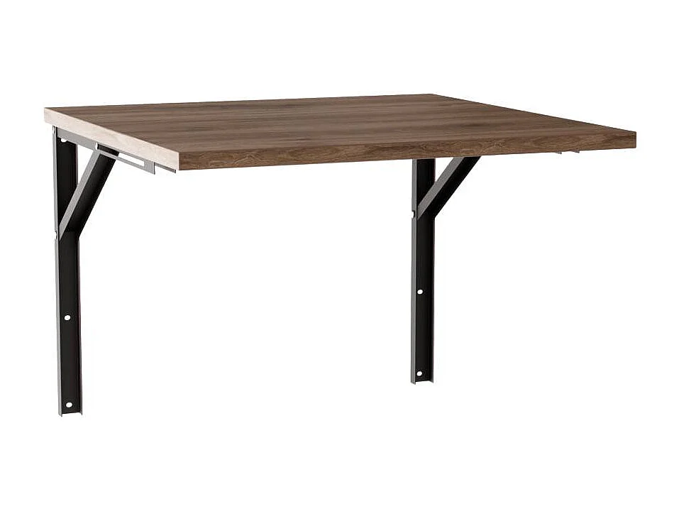 Table pliante murale 68x68 cm Chêne chocolat - plateau pour cuisine et petites pièces