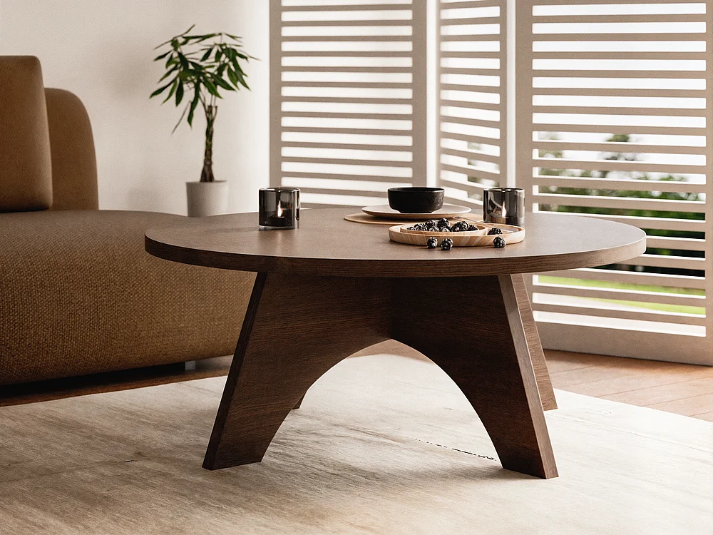 Ronde salontafel YUKO Ø90 cm Chocolade eiken