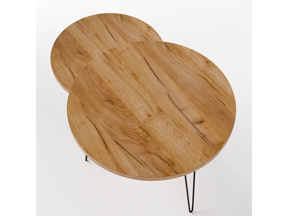 Mesa de centro redonda LAPP, juego Ø50 + Ø68 cm, roble Craft