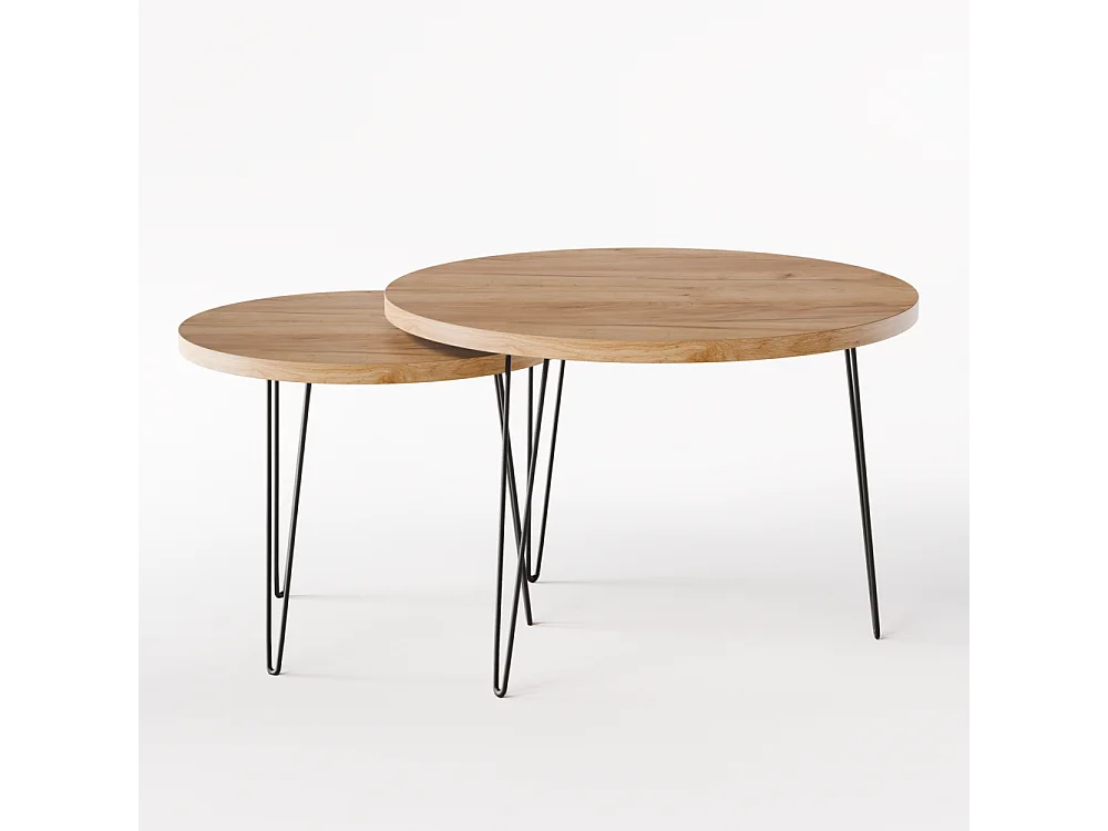 Ronde salontafel LAPP set Ø50 + Ø68 cm Eiken Craft