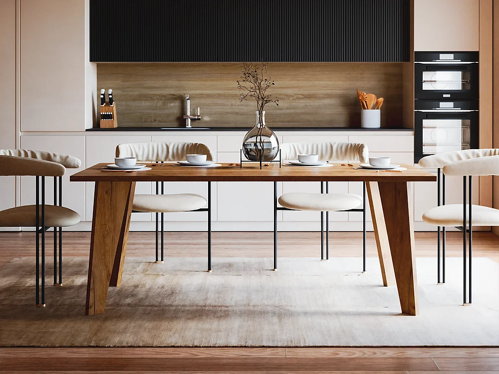 Table ARIS 138 x 80 cm pour cuisine, salon, salle à manger Chêne Craft