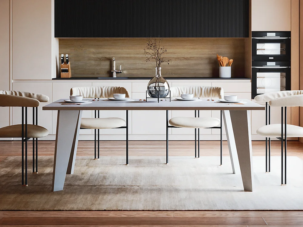 Mesa ARIS 138 x 80 cm para cozinha, sala de estar, sala de jantar Cinza