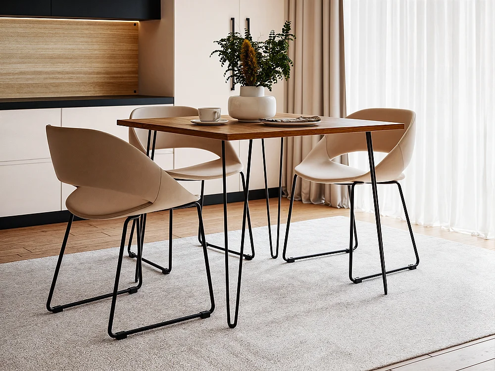 Tisch HAIRPIN 90 x 90 cm für Küche, Wohnzimmer, Esszimmer Eiche Craft