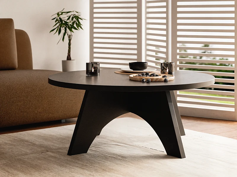 Mesa de centro redonda YUKO Ø90 cm Negro