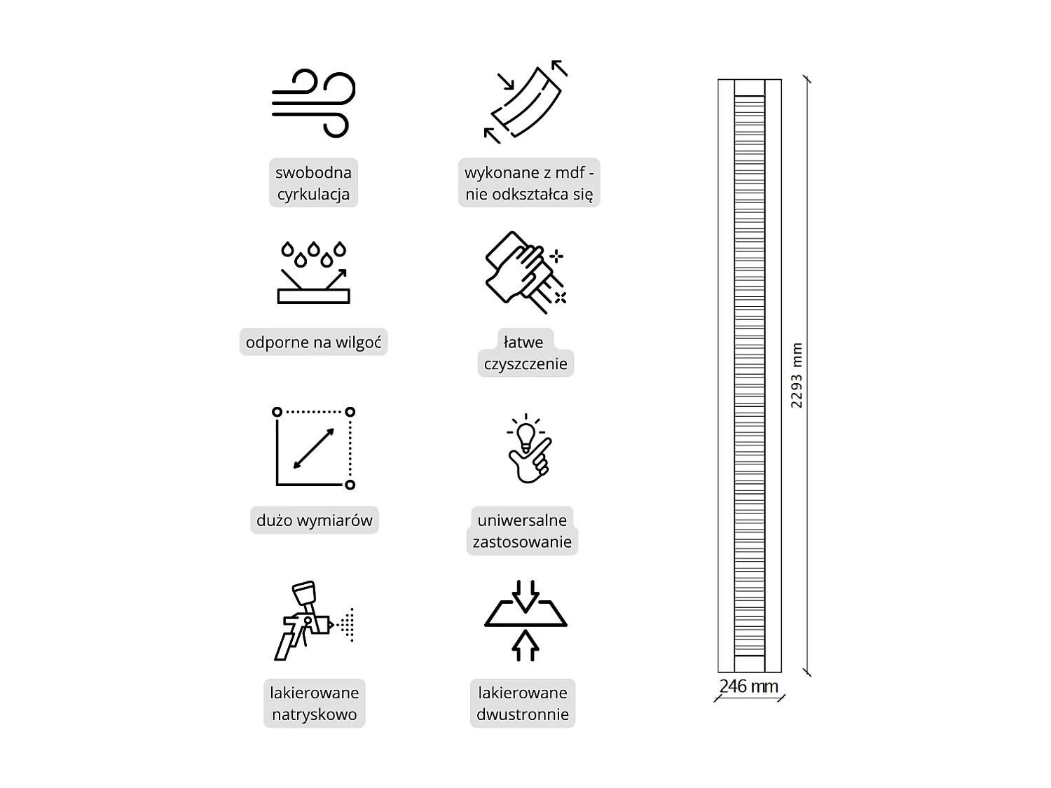 Porte ajourée en MDF laqué blanc 229,3 x 24,6 cm pour Ikea PAX