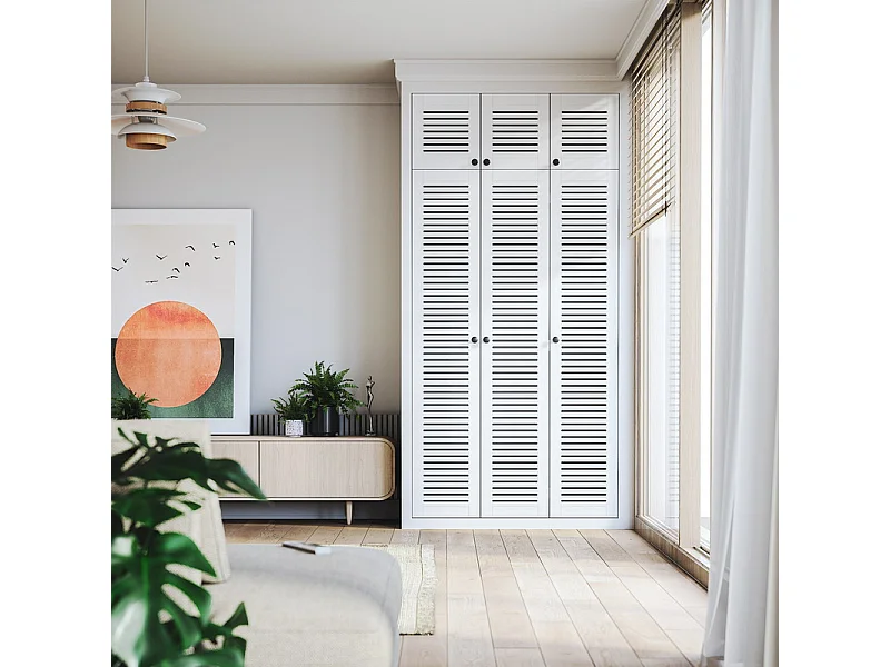 Porte ajourée en MDF laqué blanc 229,3 x 24,6 cm pour Ikea PAX