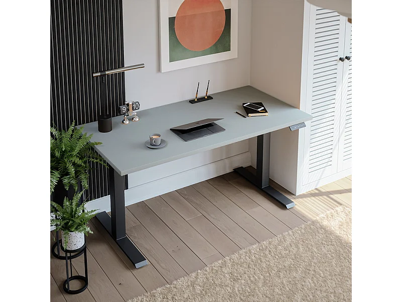 Bureau électrique réglable en hauteur Gris 138 x 80 cm