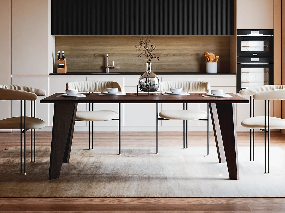 Table ARIS 138 x 80 cm pour cuisine, salon, salle à manger Chêne chocolat