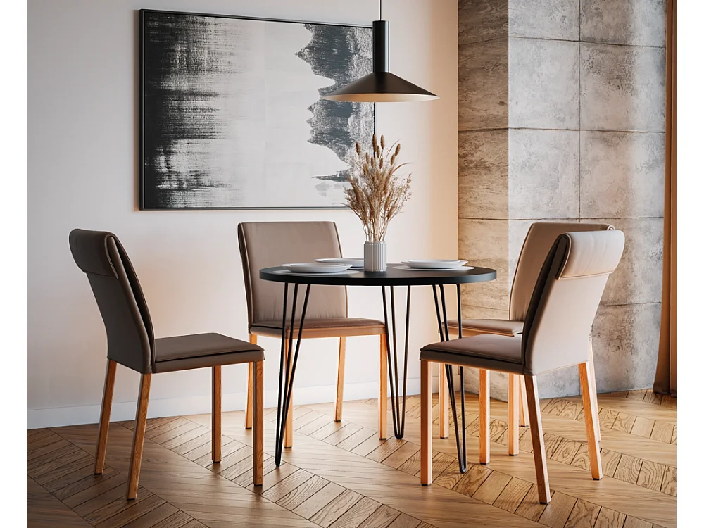 Table ronde MIKA Ø90 cm pour cuisine, salon, salle à manger Noir