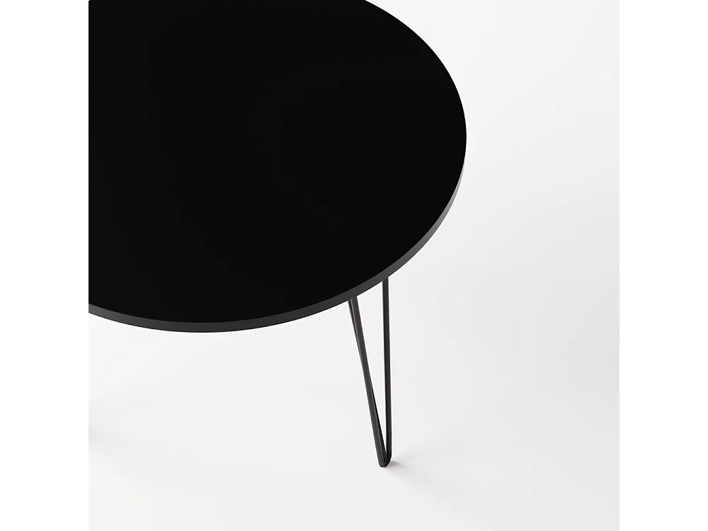 Table ronde MIKA Ø90 cm pour cuisine, salon, salle à manger Noir