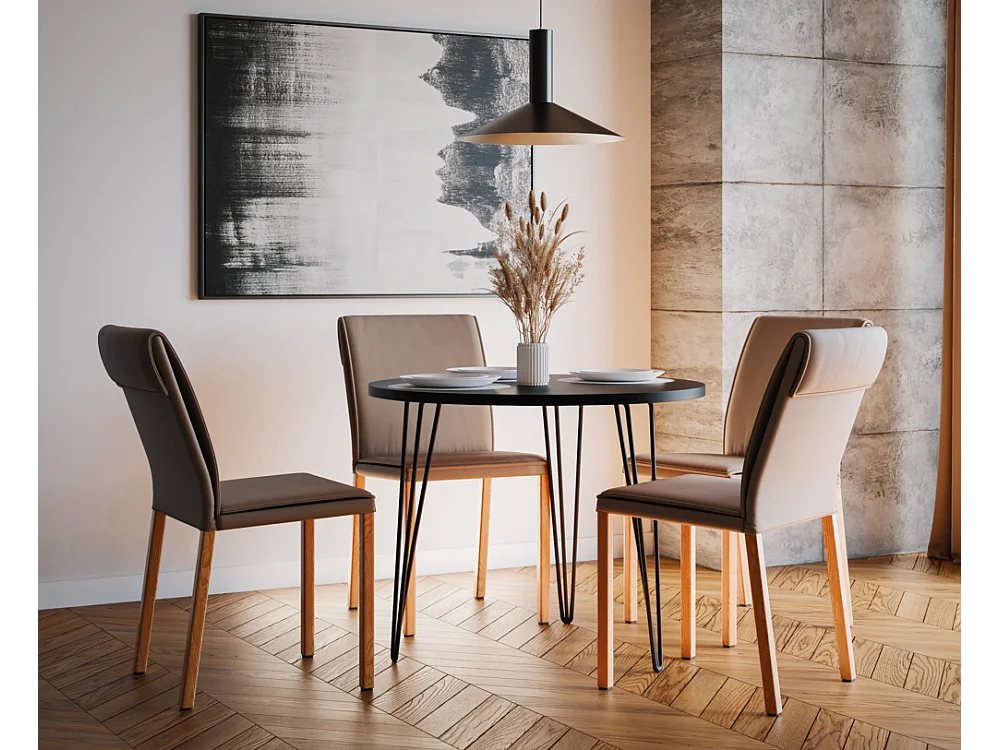 Mesa redonda MIKA Ø90 cm para cozinha, sala de estar, sala de jantar Preta