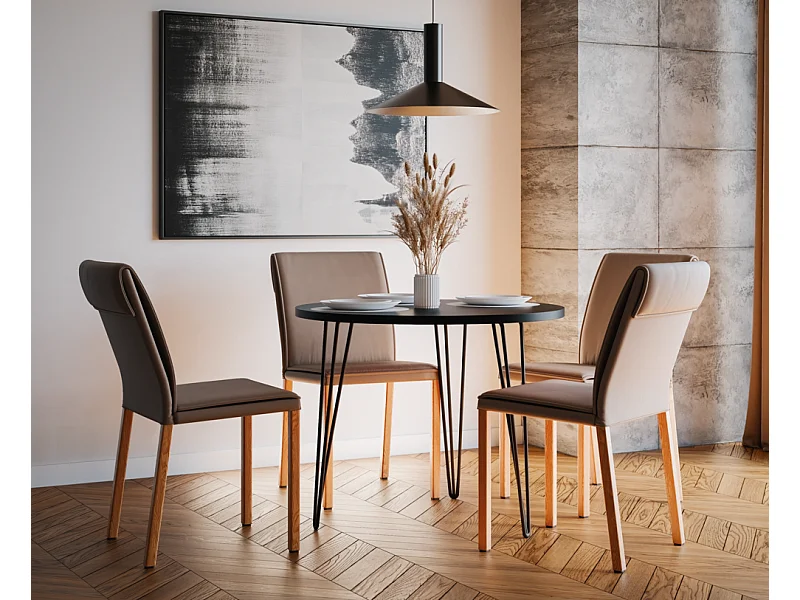 Table ronde MIKA Ø90 cm pour cuisine, salon, salle à manger Noir