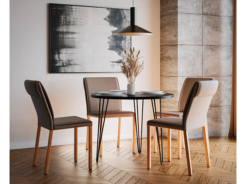 Tavolo rotondo MIKA Ø90 cm per cucina, soggiorno, sala da pranzo Nero