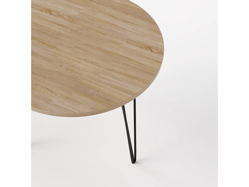 Table ronde MIKA Ø90 cm pour cuisine, salon, salle à manger Chêne Sonoma