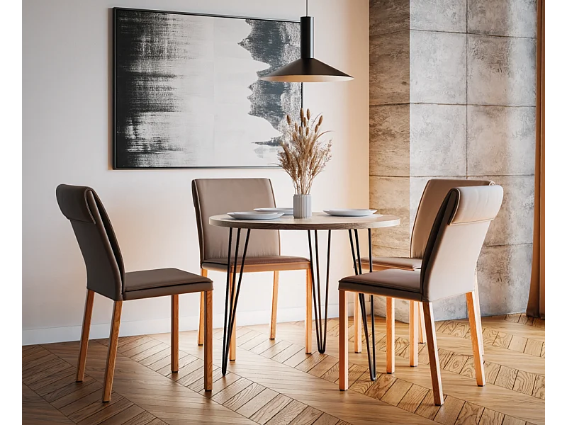 Mesa redonda MIKA Ø90 cm para cozinha, sala de estar, sala de jantar Carvalho Sonoma