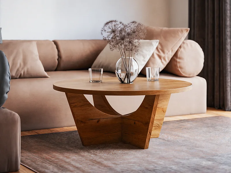 Runder Couchtisch TORI Ø90 cm Eiche Craft