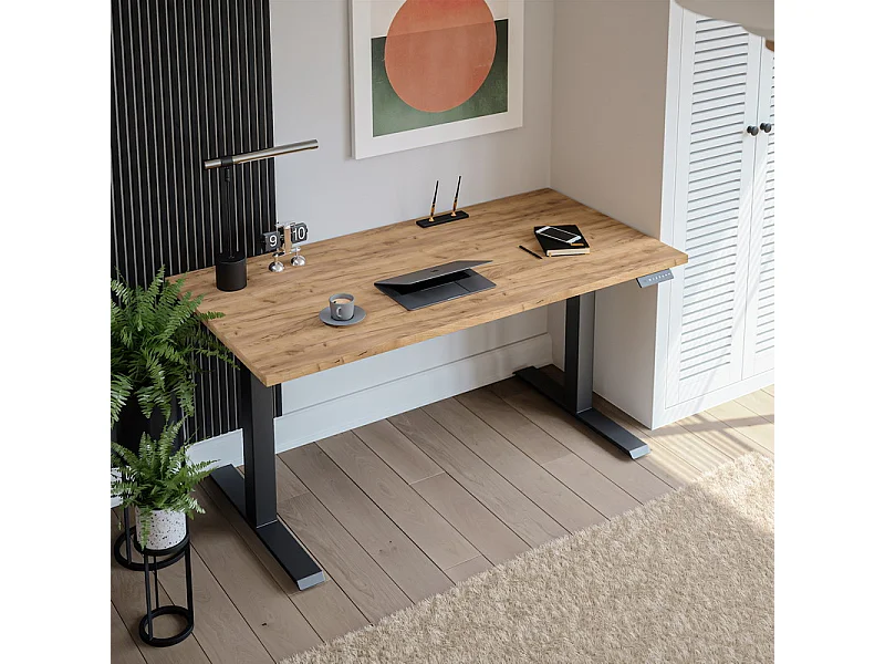 Bureau électrique réglable en hauteur Chêne Craft 138 x 68 cm