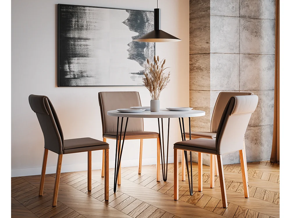 Runder Tisch MIKA Ø90 cm für Küche, Wohnzimmer, Esszimmer Weiß