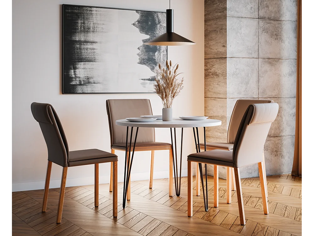 Tavolo rotondo MIKA Ø90 cm per cucina, soggiorno, sala da pranzo Bianco