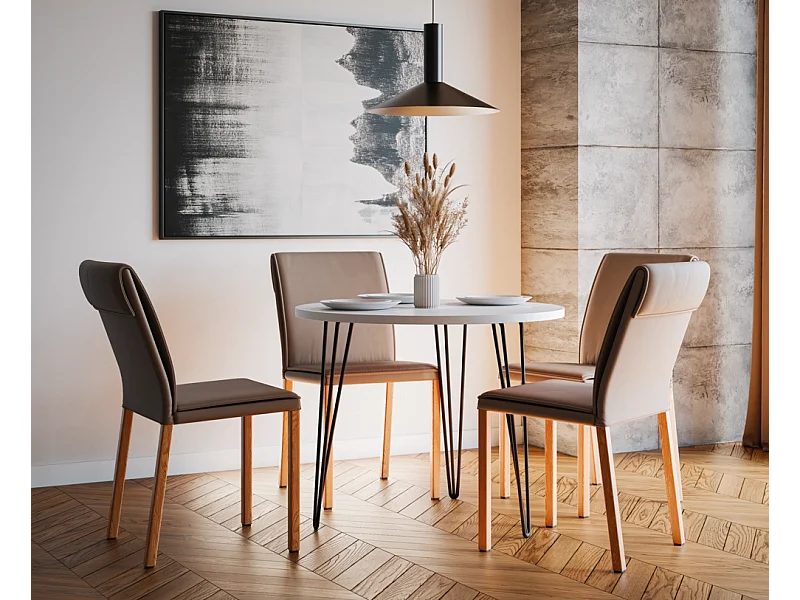 Tavolo rotondo MIKA Ø90 cm per cucina, soggiorno, sala da pranzo Bianco