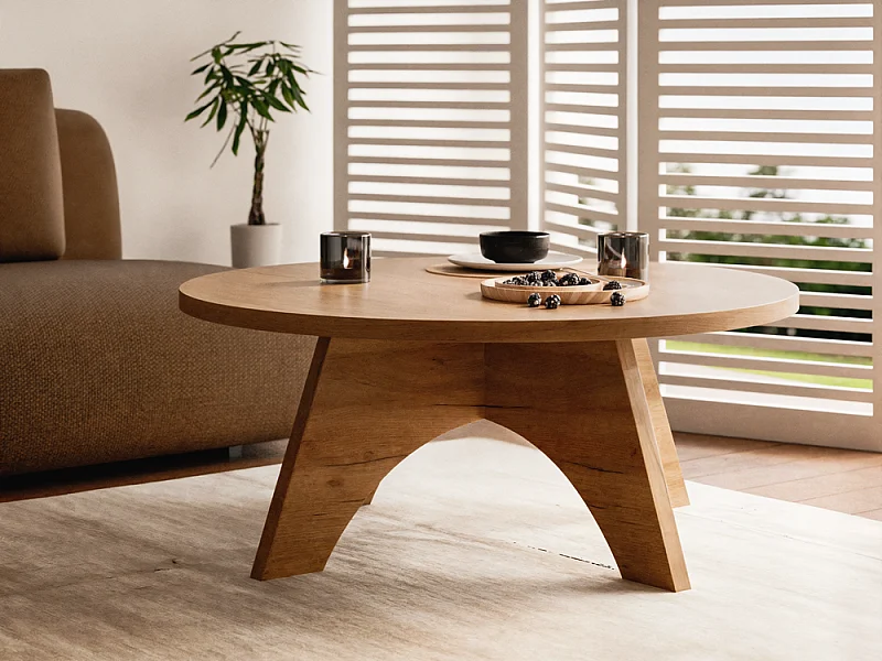 Mesa de centro redonda BELL  Ø68 cm Roble Craft