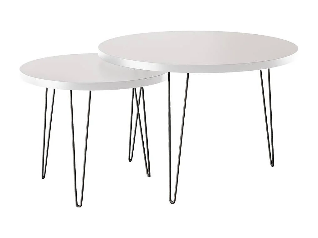 Mesa de centro redonda LAPP, juego Ø50 + Ø68 cm, gris