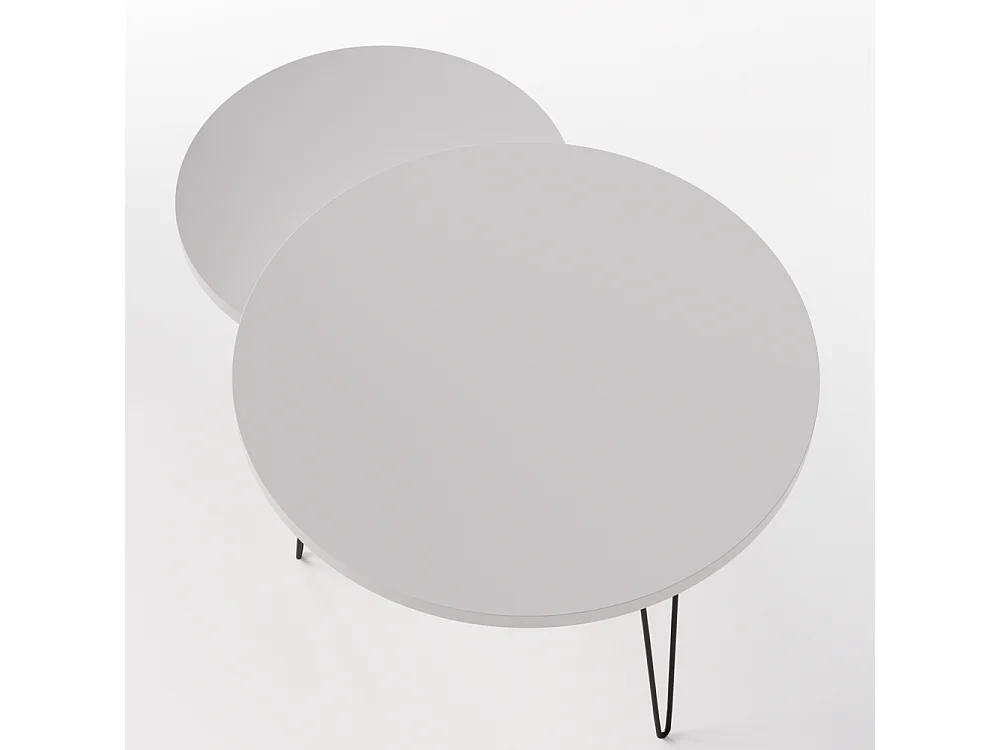 Mesa de centro redonda LAPP, juego Ø50 + Ø68 cm, gris