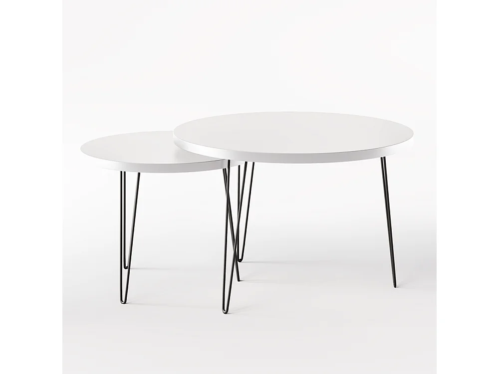 Mesa de centro redonda LAPP, juego Ø50 + Ø68 cm, gris