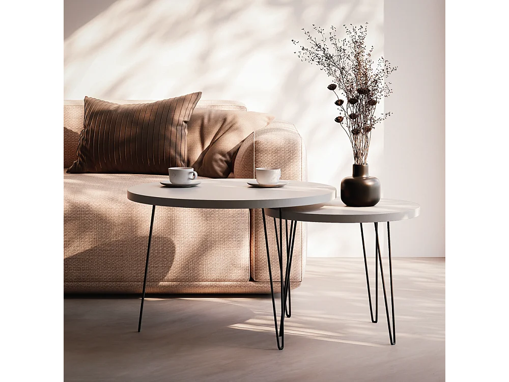 Ronde salontafel LAPP set Ø50 + Ø68 cm Grijs