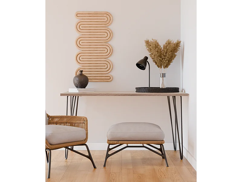 Secretária VOSS 138 x 68 cm para escritório, gabinete, estúdio Carvalho Sonoma