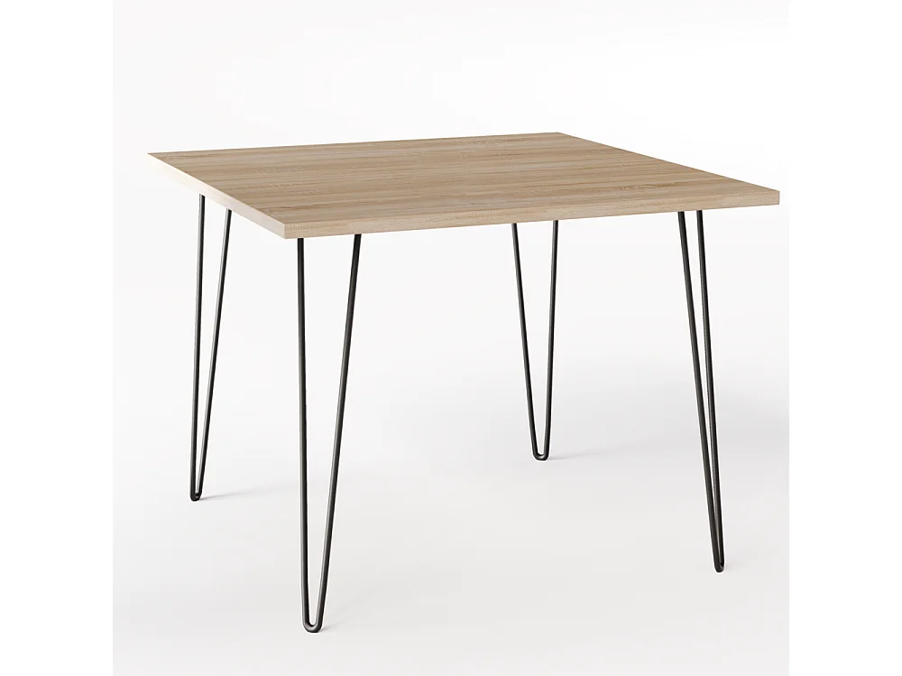 Tisch HAIRPIN 90 x 90 cm für Küche, Wohnzimmer, Esszimmer Eiche Sonoma