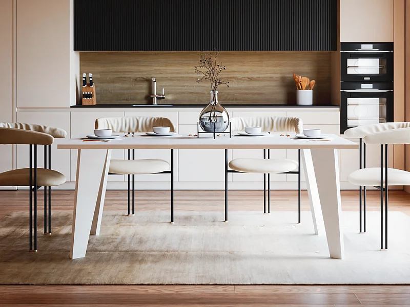 Tisch HOLT 180 x 95 cm für Küche, Wohnzimmer, Esszimmer Weiß