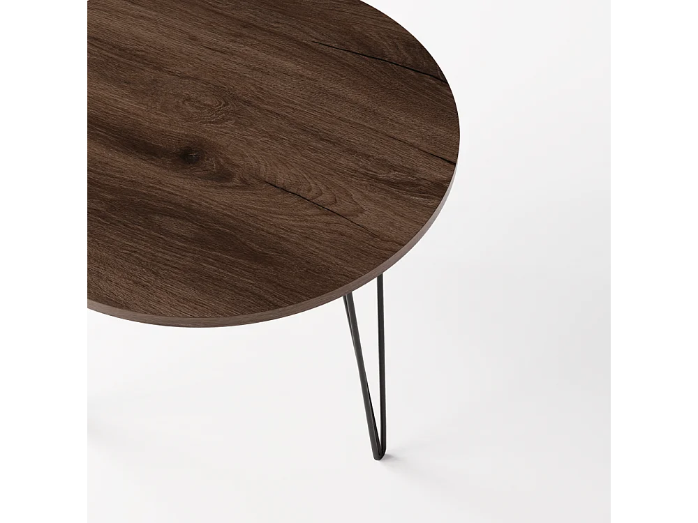 Mesa redonda MIKA Ø90 cm para cozinha, sala de estar, sala de jantar Carvalho Chocolate