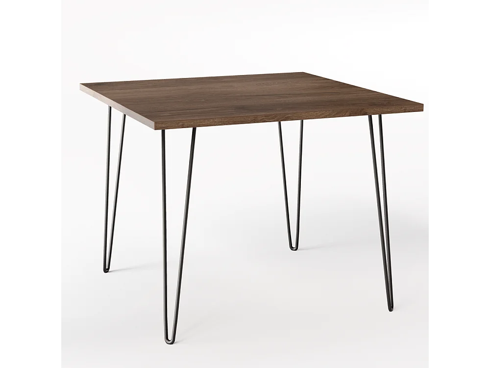 Table HAIRPIN 90 x 90 cm pour cuisine, salon, salle à manger Chêne chocolat