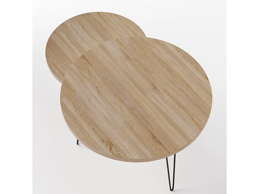 Mesa de centro redonda LAPP conjunto Ø50 + Ø68 cm Carvalho Sonoma