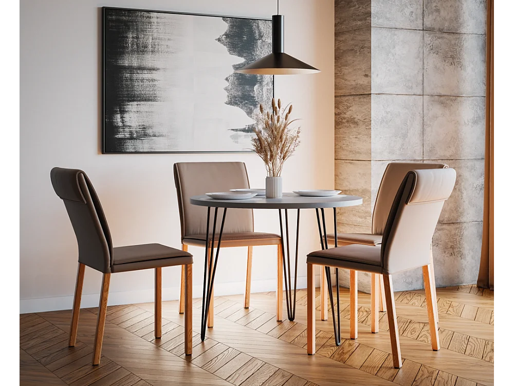 Mesa redonda MIKA Ø90 cm para cozinha, sala de estar, sala de jantar Cinza