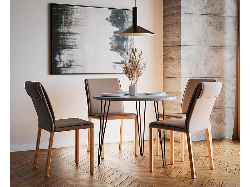 Runder Tisch MIKA Ø90 cm für Küche, Wohnzimmer, Esszimmer Grau