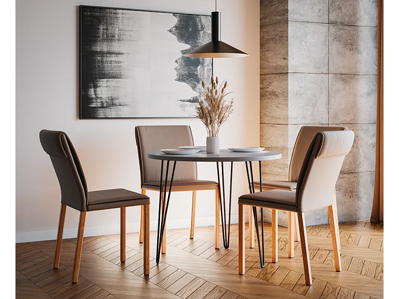 Runder Tisch MIKA Ø90 cm für Küche, Wohnzimmer, Esszimmer Grau