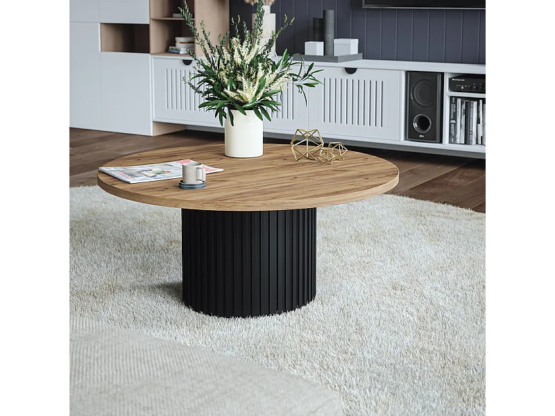 Tablero laminado roble craft redondo, diámetro 68 cm, para escritorio, mesa, mesita.