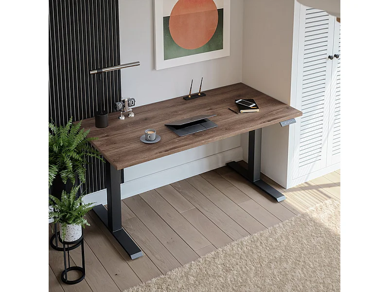 Plateau laminé chêne chocolat 180 x 95 cm pour bureau, table, table basse