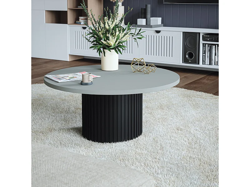 Tablero laminado gris redondo de 68 cm de diámetro para escritorio, mesa o mesita.