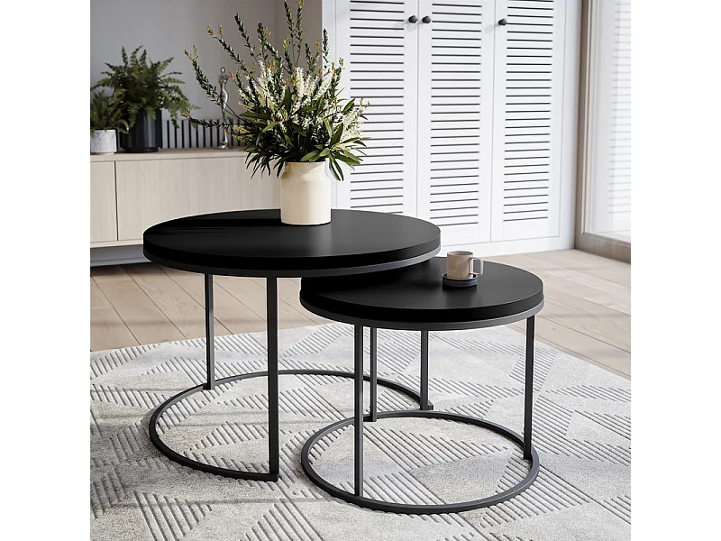 Plateau laminé noir rond, diamètre 90 cm, pour bureau, table, table basse