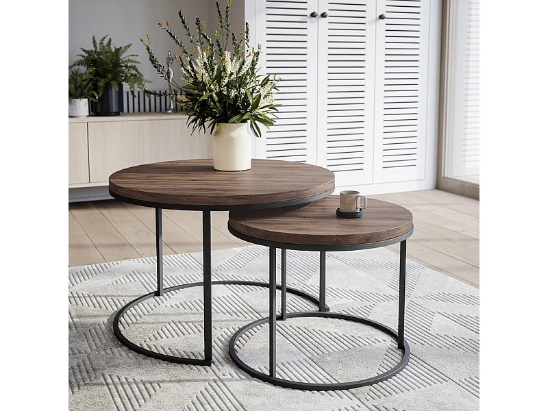 Plateau laminé chêne chocolat rond, diamètre 68 cm, pour bureau, table, table basse