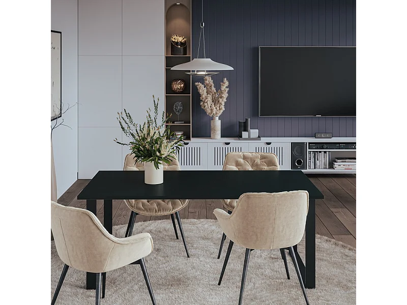 Plateau laminé noir 120 x 80 cm pour bureau, table, table basse