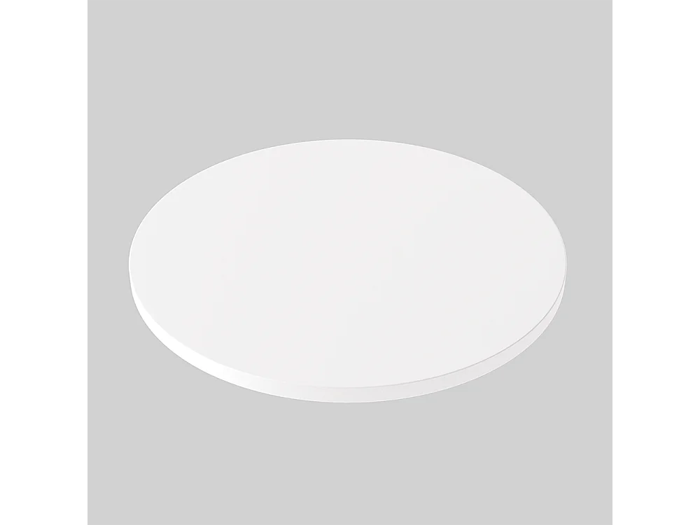 Piano laminato bianco rotondo fi 68 x 2,5 cm per scrivania, tavolo, tavolino