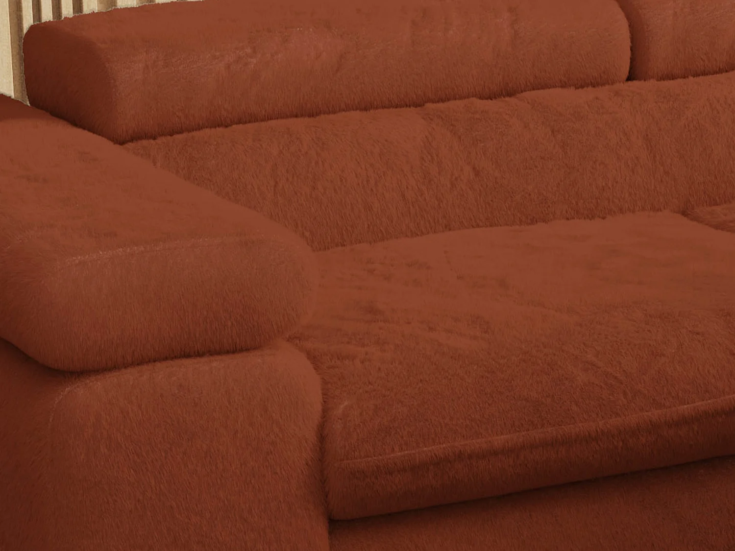 Ecksofa PETER verstellbare Kopfstütze, schlaffunktion - Terracotta Plüsch - Ecke Rechts